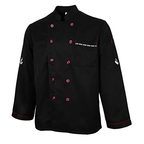 sharprepublic Chaqueta De Chef De Manga Larga Para Hombre, Chaqueta De Camarero, Uniforme De Cocina - Negro, L