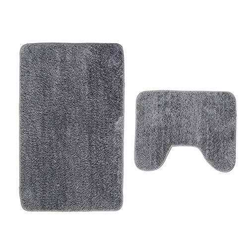 SHENMU Alfombra de baño Juego de Piezas 2, Baño y WC Pedestal Mat, Alfombra de baño, Antideslizante y absorbible, Lavable a máquina (Color : Gray)