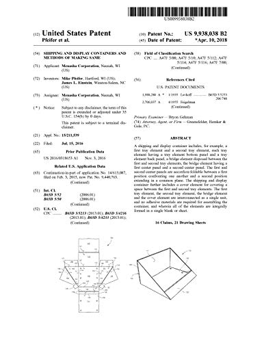 Shipping and display containers and methods of making same: United States Patent 9938038 (English Edition)