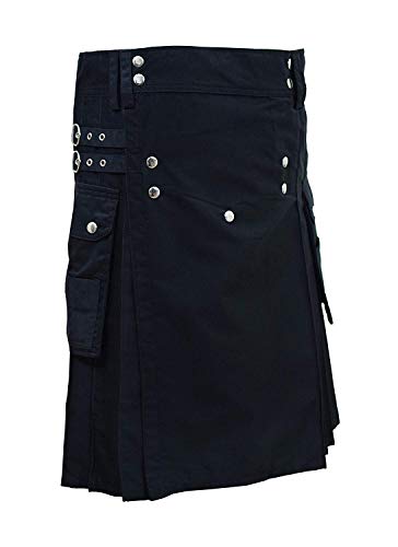 SHYNE KILTS U.K Kilt Deluxe Kilt - Kilt para hombre, color negro