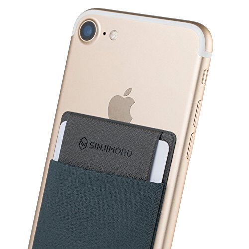 Sinjimoru Funda ultradelgada engomada para Tarjetas o Dinero, diseñada para teléfonos Inteligentes iPhone y Android. Sinji Pouch Flap, Gris.