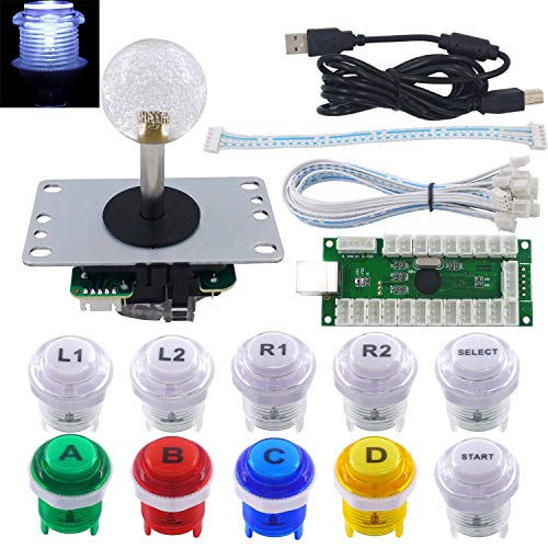 SJ@JX Arcade Game LED DIY Kit Mechanical Keyboard Switch LED Button PC MAME Retropie Arcade Joystick Controller Zero Delay USB Encoder (Mix)