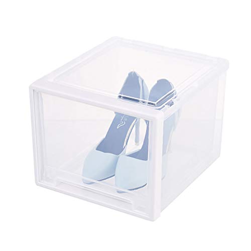 SJY Shoe Caja de Zapatos A Prueba de Polvo Almacenaje Grueso Caja de Zapatos Caja de Acabado de plástico Cajón Transparente Parte Inferior Plana Tacones Altos Almacenamiento,Clear