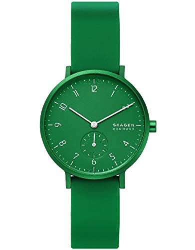 SKAGEN Aaren Kulor Reloj de Cuarzo analógico con Correa de Silicona Verde para Mujer SKW2804