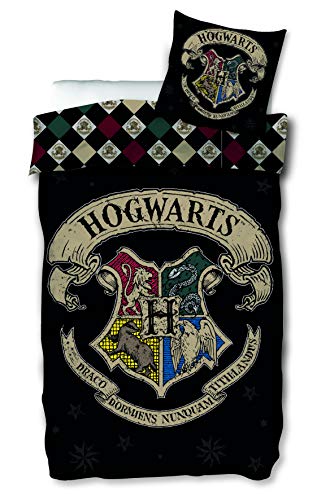 SkyBrands Harry Potter Juego de cama 135 x 200 cm funda de almohada 80 x 80 cm Hogwarts reversible Juego de ropa de cama algodón alemán Öko-Tex Standard 100 tamaño estándar