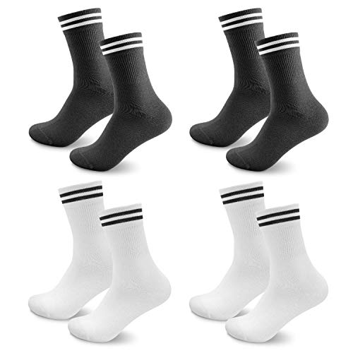 Smart Sir Calcetines Hombre y Mujer 4 Pares de Calcetines de deporte Negro Largo Calcetines de tenis Blanco 35-38