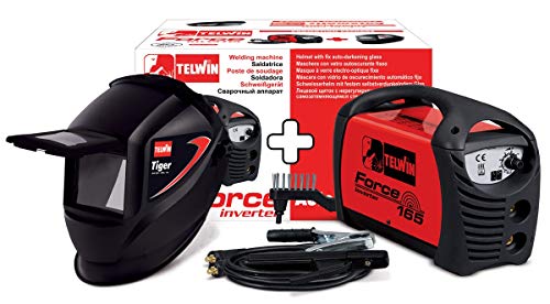 Soldador inverter ventilado por electrodo MMA de corriente continua Force 165 + máscara soldadora TIGER Telwin