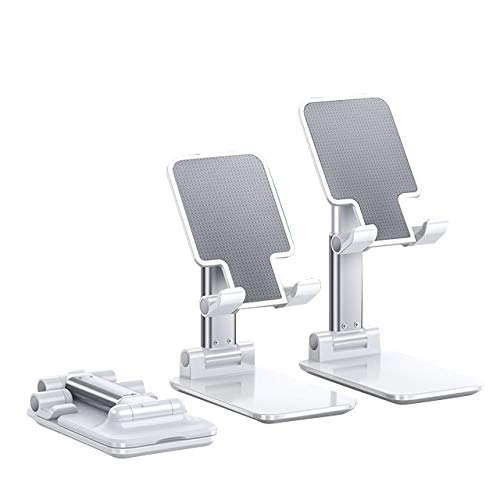 Soporte Universal Reforzado Ajustable para Móvil, Lector Libros Electrónico, Tablet 4”-13” Multiángulo 0-100 Grados,Diseño de Mesa,Apple (iPhone-iPad) Samsung Huawei Xiaomi (Blanco Mate)