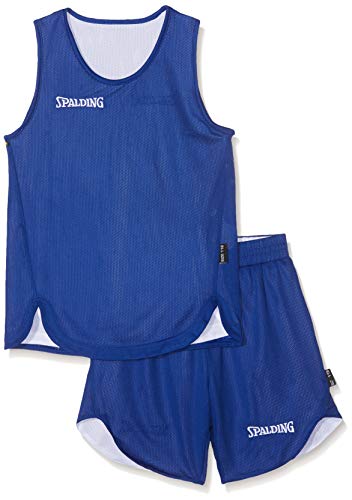 Spalding Doubleface Kids Set, Conjunto reversible camiseta y pantalones de baloncesto para Unisex-Niños, Azul/Blanco (Royal/White), XS(152)