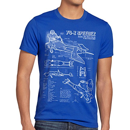 style3 74-Z Moto deslizadora Camiseta para Hombre T-Shirt Fotocalco Azul Endor Bike, Talla:3XL, Color:Azul