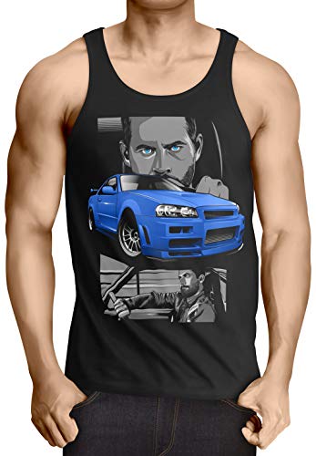 style3 Furious Champion Camiseta de Tirantes para Hombre Tank Top T-Shirt Brian O'Conner Coches, Talla:XL