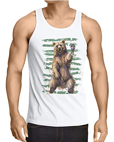 style3 Oso Solitario Camiseta de Tirantes para Hombre Tank Top T-Shirt Bosque Manada Salvaje, Talla:L