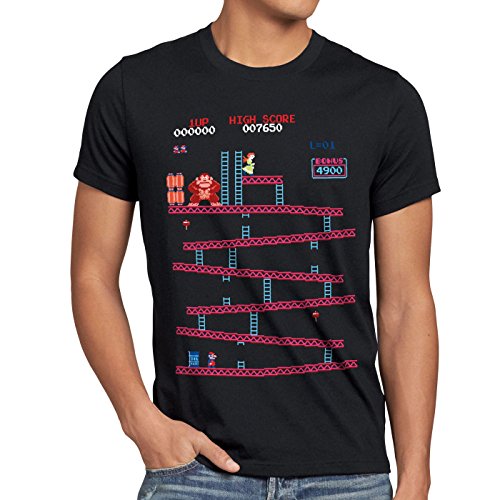 style3 Retro Kong Camiseta para Hombre T-Shirt Donkey Geek NES Nerd Gamer, Talla:L