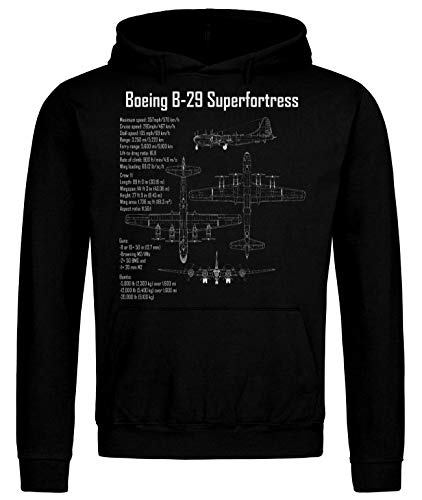 Sudadera con capucha Ekate Boeing B-29 Superfortress US Army Aircraft bomber World War Negro M