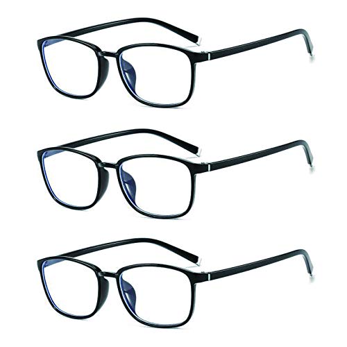 Suertree Gafas de lectura para ordenador, color azul, con bloqueo de luz azul, antifatiga visual, para juegos, visión y lector, antirreflejos, para PC, portátil, Gamer, paquete de 3