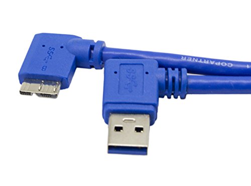 SuperSpeed USB 3.0 Tipo A Macho Gire a la Izquierda hacia Micro-B Gire a la Izquierda Cable en Azul 1 Feet / 0.3M, QiCheng y LYS