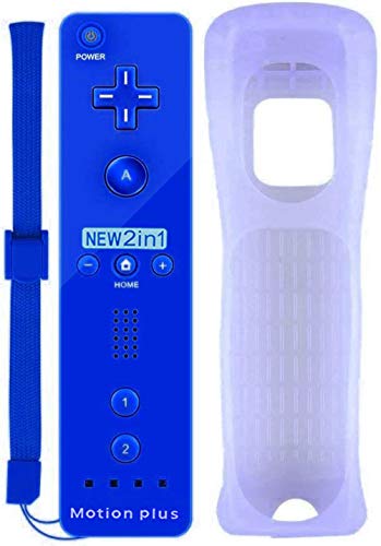 Tanouve Mando para Wii/Wii U, 2 en 1 Mando con Motion Plus Mando a Distancia Inalámbrico Control Remoto con Correa de Pulsera Incorporado Acelerador para NintendoWii/Wii U(Azul Oscuro)