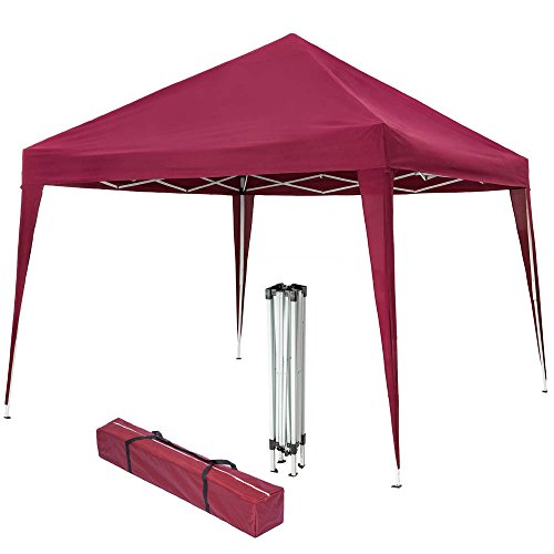 TecTake Gazebo Plegable jardín Fiesta Tienda de campaña Carpa pabellón 3x3 m con Funda de Transporte (Rojo | No. 401622)