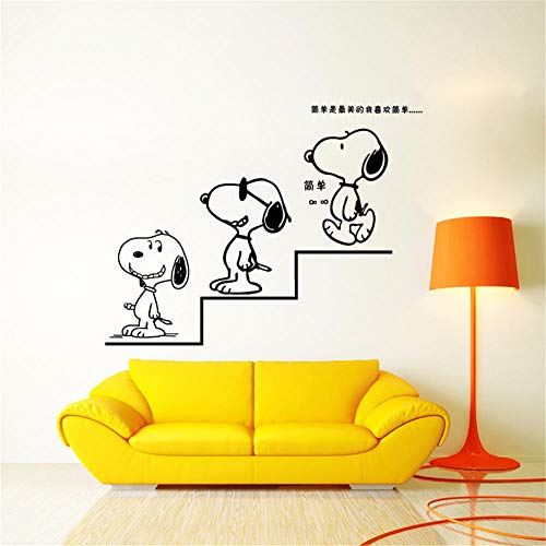 Terilizi Pegatinas De Pared De Dibujos Animados Snoopy Para Habitaciones De Niños Pegatina Decorativa Pegatina De Pared Etiqueta De Pared De Pvc Extraíble-58 * 88