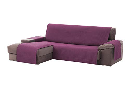 Textilhome - Funda Cubre Sofá Chaise Longue Adele, Protector para Sofás Acolchado Brazo Izquierdo. Tamaño -240cm. Color Malva (Visto DE Frente)