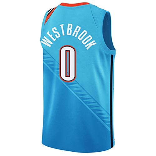 Thunder Westbrook # 0 Jersey For Youth Camiseta de Baloncesto Retro para Hombre XXL Blue