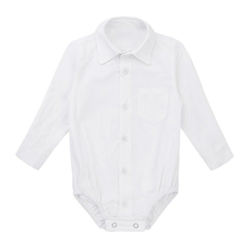 TiaoBug Mameluco de Bebé Recién Nacido Pelele de Algodón Niños Caballeros Ropa Clásica Traje de Dormir Mono Escalada Unisex para Bebés 3-24 Meses Blanco 9 Meses