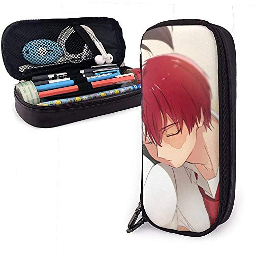 Todoroki y Momo PU Estuche para lápices de cuero Bolsa Estacionaria Bolsa de almacenamiento Bolsa de maquillaje 20 * 9 * 4 cm (8X3.5X1.5 pulgadas)