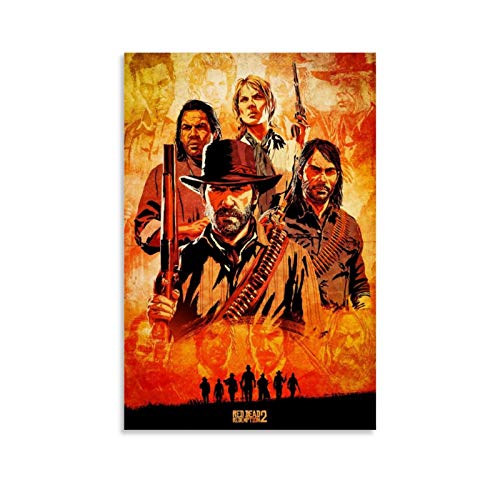 tongton Póster de Red Dead Redemption 2 en lienzo y arte de pared, impresión moderna, para decoración de dormitorio familiar, 60 x 90 cm