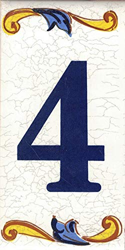 TORO DEL ORO Números casa. Numeros y Letras en azulejo. Calca cerámica. Estilo craquelé. Nombres y direcciones. Diseño Craquelé Grande 7,5x15 cms (Número cuatro"4")