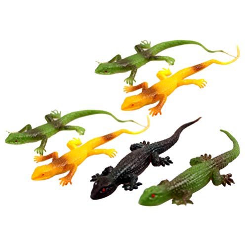 TOYANDONA Juego de 6 pequeños lagartos de goma realistas, figura de camaleón falso, juguetes de acción, modelo artificial reptil, bombonera (colores surtidos)