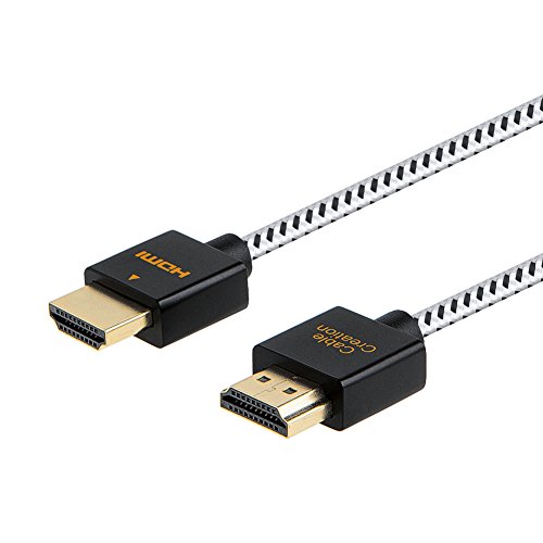 Ultra Thin HDMI Male to Male, CableCreation 10ft HDMI 2.0 High-Speed Ultra Slim Low Profile Cable, Support 3D, 4K@60Hz, Audio Return (Last Standard), Latest Version for PS4, X-Box etc, Braided, 3M