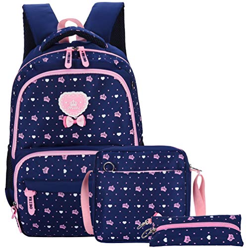 Vbiger Mochilas Escolares Niña Mochila Infantil Adolescentes Sets 3 en 1 para 7 a 12 Años （Azul）