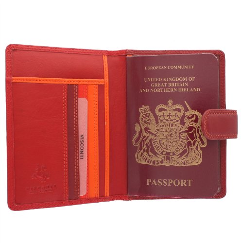 Visconti Colección Rainbow SUMBA Porta Pasaporte de Cuero RB75 Rojo/Multi