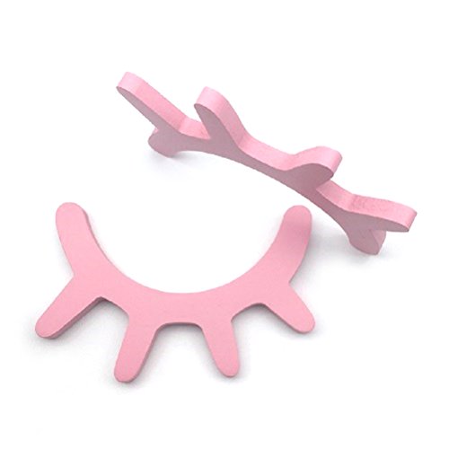 VORCOOL Un Par de 3D Pestañas de Madera de Pared Calcomanía para la Decoración de Sala de Estar Dormitorio para Niños (Rosa)