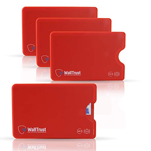 WallTrust Funda Protectora RFID para Tarjetas de crédito, Juego de 3, Rojo