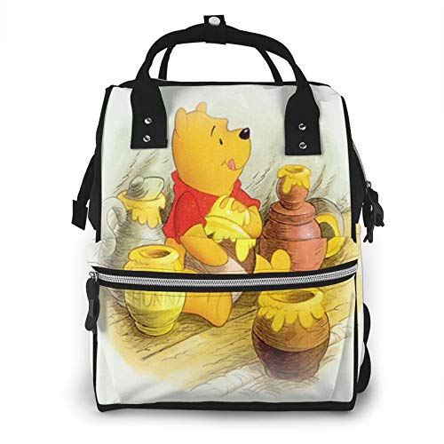 Win-nie Pooh - Mochila de pañales de gran capacidad, con cremallera, para mamá y papá, unisex