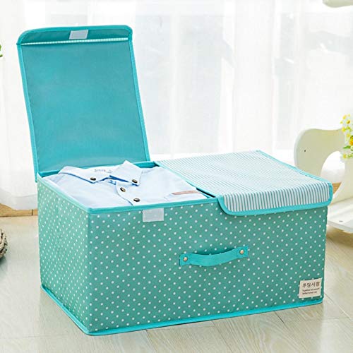 Wuyue Hua Ropa Caja de almacenamiento de gran tamaño con espacio, Poliéster Tela almacenamiento de ropa 50x30x25cm Verde