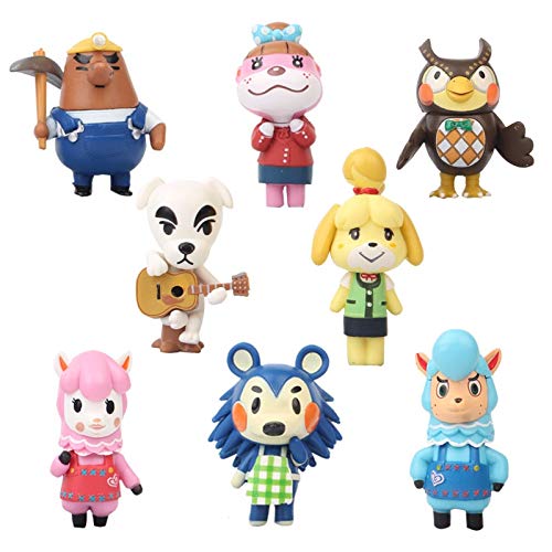 XINLIANG Figura de PVC Animal Crossing 8 unids / Set Figura de Animal Crossing New Horizons Juego Animal Crossing Amiibo Marshal Modelo muñeca de Juguete Regalos para niños Modelo NFC Juguete