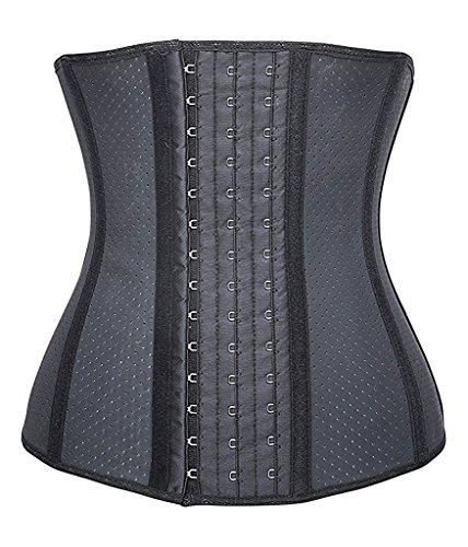 YIANNA Mujer Fajas Reductoras Adelgazante Respirable Corsé Cintura Entrenador Cincher Corset Bustier de Cinturón Formación Negro,UK-YA10533-Black-XL