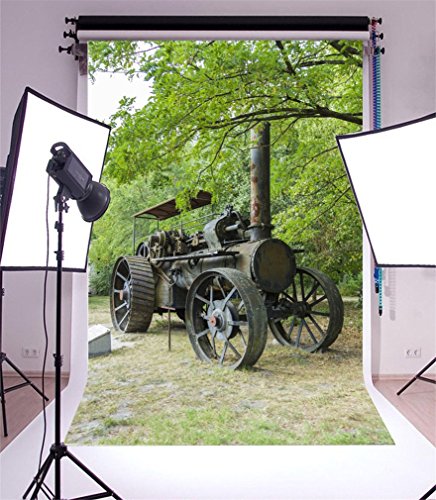 YongFoto 1,5x2,2m Fondo de Fotografia Naturaleza RIC Green Trees Tractor Vintage Campo de Hierba Otoño Telón de Fondo Fiesta Niños Boby Boda Adulto Retrato Personal Estudio Fotográfico Accesorios