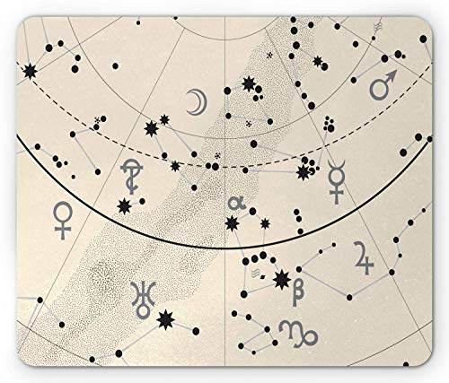 yyndw Alfombrillagamingcon Fragmento De Luna del Zodíaco del Atlas Astronómico Celestial con Signos Juego De Cáscara De Huevo Gris Carbón 25 X 30 Cm Rectángulo Cómodo Alfombrilla De Mou