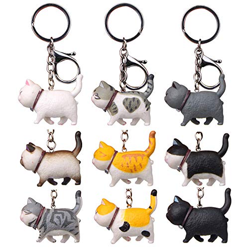 zdfgv 9 unids/Lote japonés Mascota Familia Gato Resina artesanía Lindas Figuras en Miniatura DIY decoración de jardín de Hadas colección de casa de muñecas Juguetes 4,5 cm