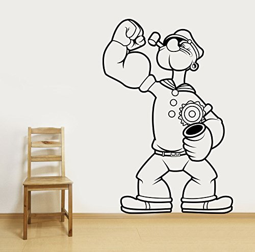 Zigzacs Popeye - Adhesivo Decorativo para Pared (extraíble), Vinilo de PVC, Negro, 21 x 31 zoll