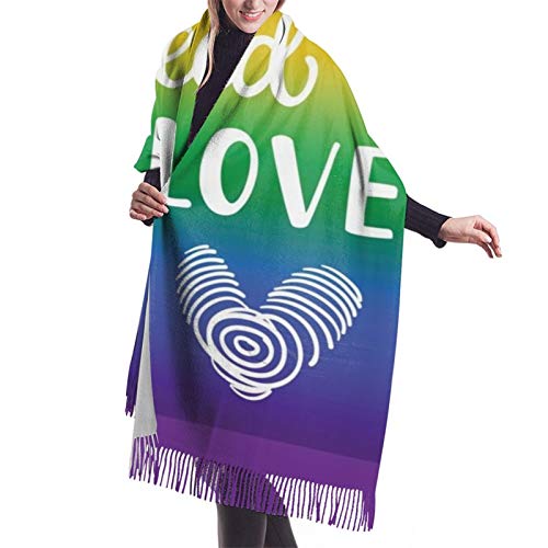 ZVEZVI Colorful Lesbian All You Need Is Love Gay Pride Slogan Lettering Rainbow Spectrum Logo Poster Chal Wrap Winter Warm Scarf Cape Bufanda grande Bufandas de gran tamaño para mujeres 77x27 inch