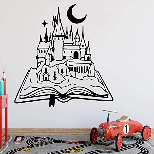 Zykang Large Cartoon Castal Book Moon Wall Sticker Library Movie Book Wall Decal Classroom Kindergarten Vinyl 53 * 56Cm-48 * 50Cm_1