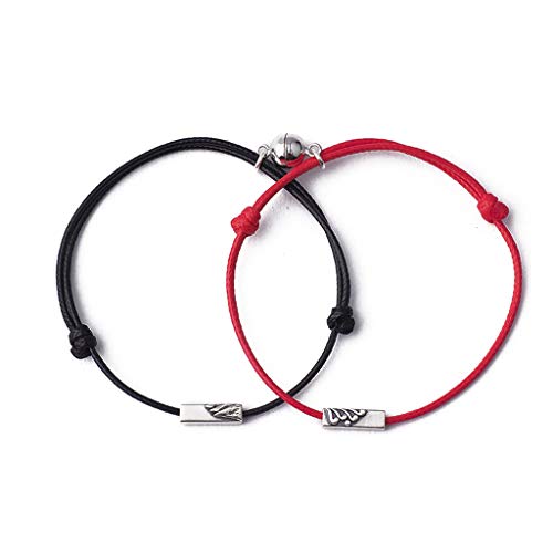 ZZALLL 2 Piezas Cuerda de la Amistad Trenzada Distancia Pareja Pulsera magnética Kit Amante joyería