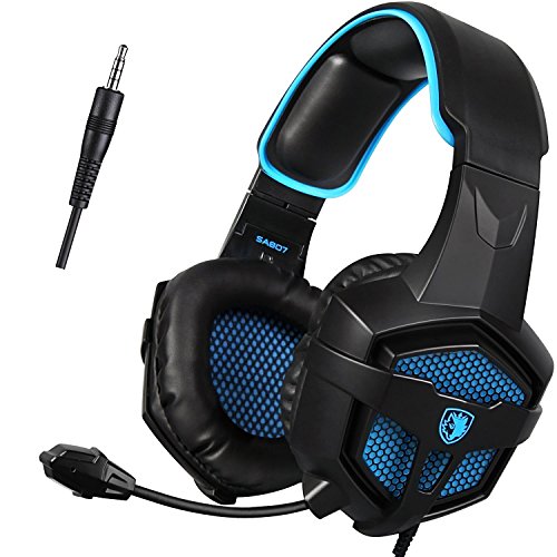 [2016 SADES SA 807 Multi-Plataforma Nueva Xbox One PS4 Gaming Headset] Juego Auriculares Auriculares Gaming para el Nuevo Xbox One PS4 PC portátil Mac iPad iPod (Negro y Azul)