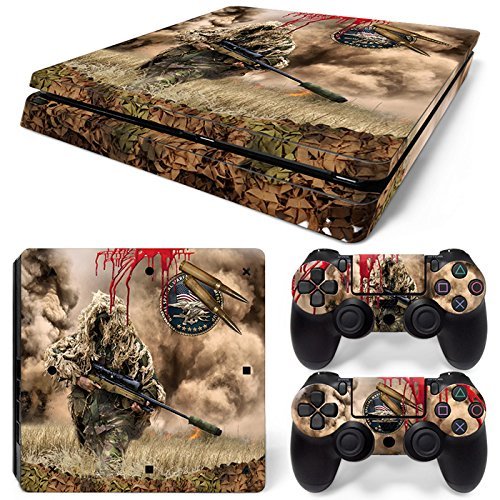 46 North Design Ps4 Slim Playstation 4 Slim Pegatinas De La Consola Sniper Camouflage + 2 Pegatinas Del Controlador