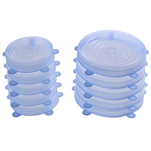 77L Tapas de Silicona EláSticas,[Juego de 10] 2 Paquetes de Varios TamañOs de Fundas para Tazones de Silicona, Reutilizable Fundas Protectoras para Alimentos Tapa Tazas, Boles o Tarros,Lavavajillas