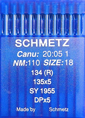 Agujas de coser a máquina Schmetz redondas, 10 unidades, sistema 134 (R), Industrie St. 110